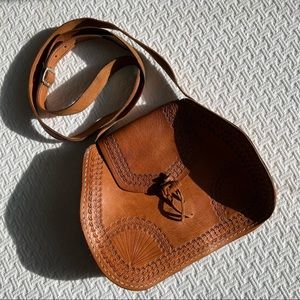 Vintage boho tooled leather purse